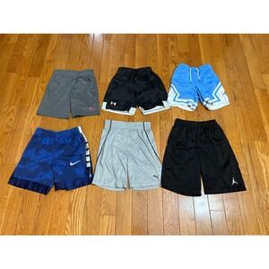 Boys Athletic Shorts Bundle 6pc Nike Jordan Under Armour Puma Size Small 8-10